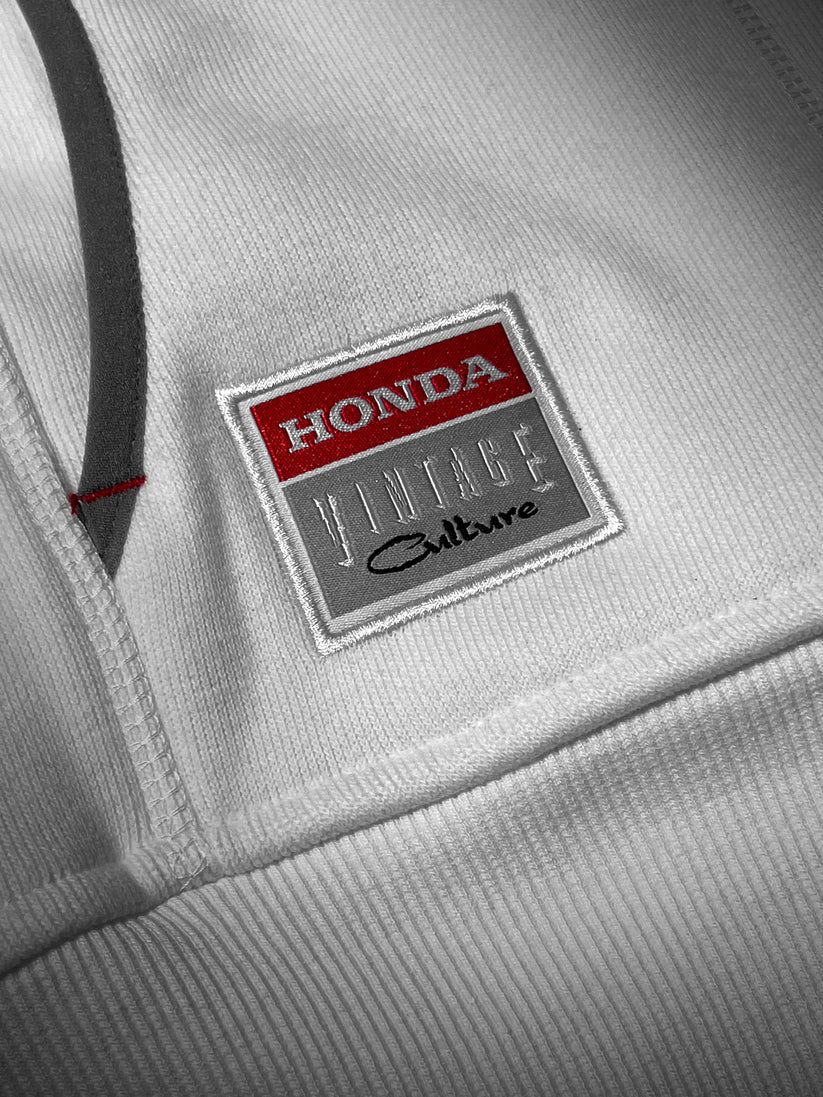Honda Motor Full Zip Fleece Hoodie - White