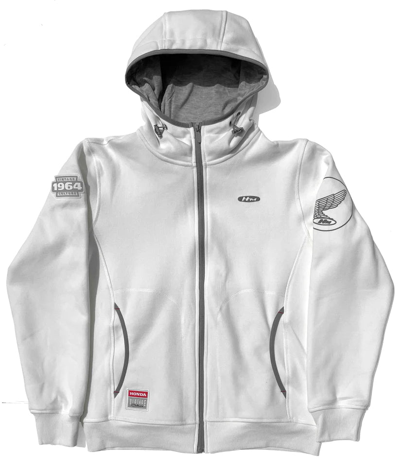 Honda Motor Full Zip Fleece Hoodie - White